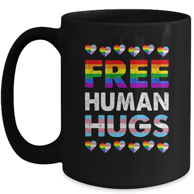 Free Human Hugs Rainbow LGBTQ Gay Pride Month Proud Ally Mug | siriusteestore