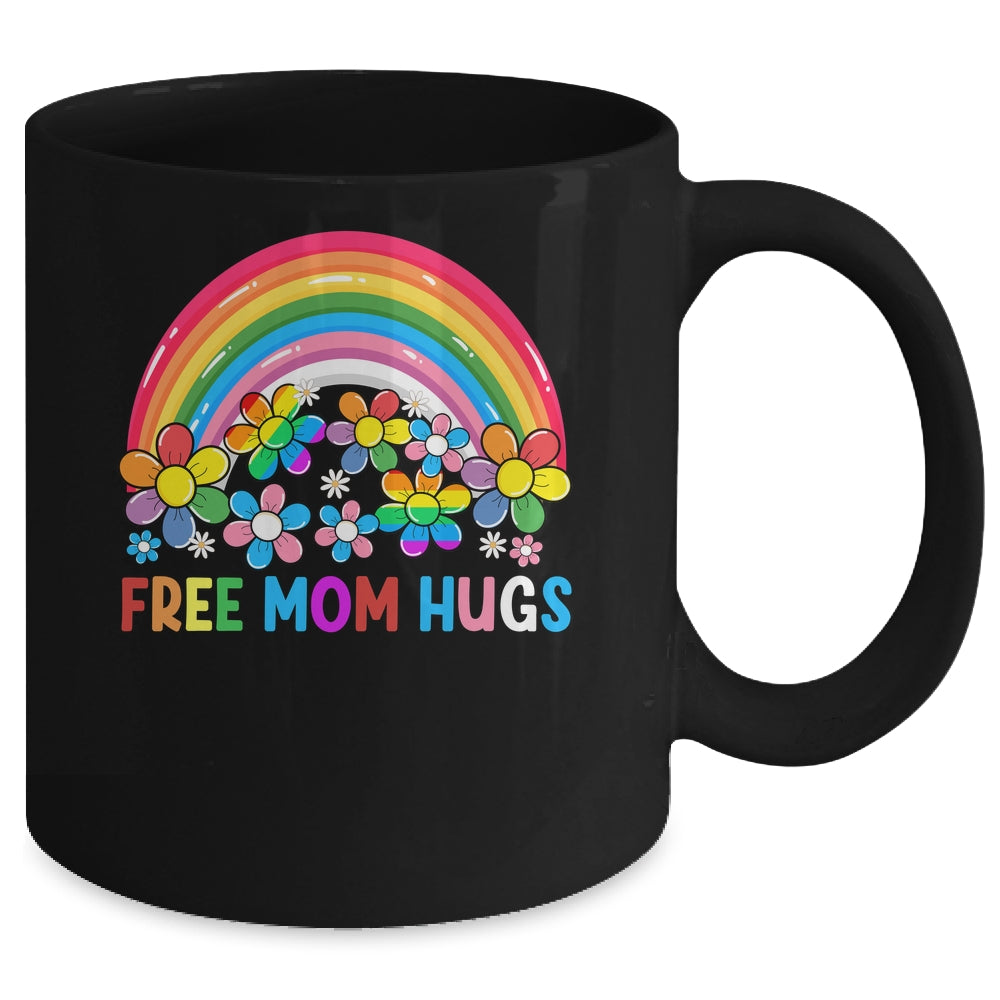 Free Mom Hugs LGBT Gay Lesbian Transgender Pride Rainbow Mug | siriusteestore