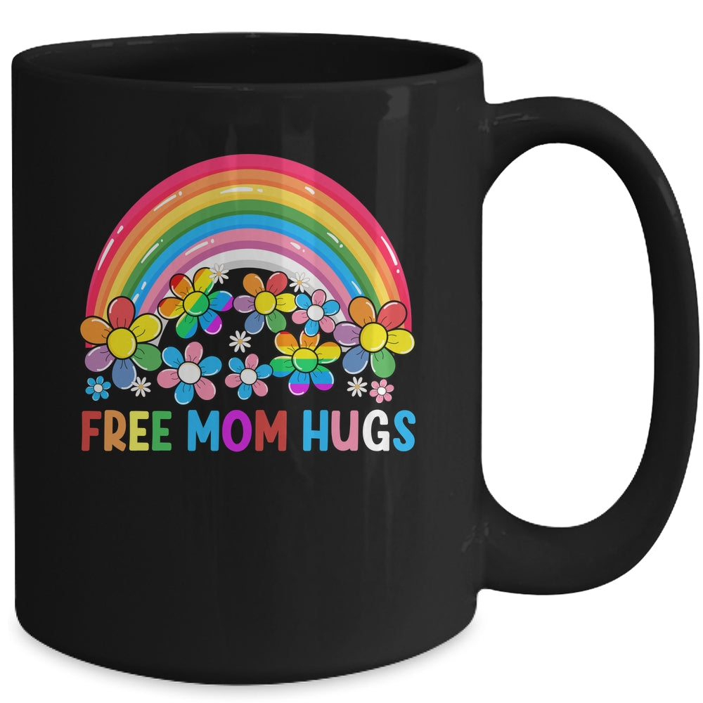 Free Mom Hugs LGBT Gay Lesbian Transgender Pride Rainbow Mug | siriusteestore