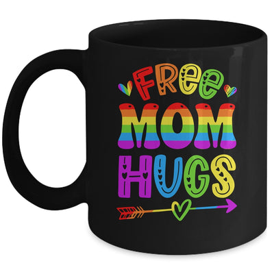 Free Mom Hugs Rainbow LGBT Lesbian Gay Pride Trans Retro Mug | siriusteestore