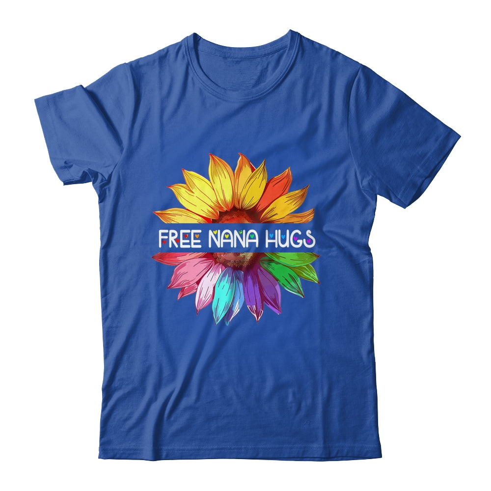 Free Nana Hugs LGBTQ LGBT Pride Daisy Rainbow Flower Shirt & Tank Top | siriusteestore