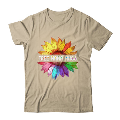 Free Nana Hugs LGBTQ LGBT Pride Daisy Rainbow Flower Shirt & Tank Top | siriusteestore
