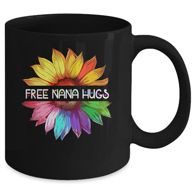 Free Nana Hugs LGBTQ LGBT Pride Daisy Rainbow Flower Mug | siriusteestore
