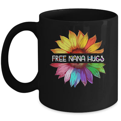 Free Nana Hugs LGBTQ LGBT Pride Daisy Rainbow Flower Mug | siriusteestore