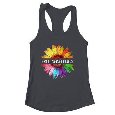 Free Nana Hugs LGBTQ LGBT Pride Daisy Rainbow Flower Shirt & Tank Top | siriusteestore