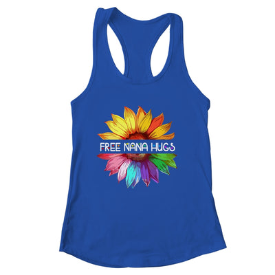 Free Nana Hugs LGBTQ LGBT Pride Daisy Rainbow Flower Shirt & Tank Top | siriusteestore