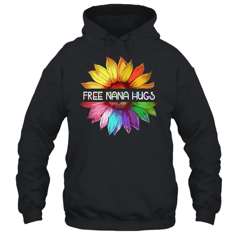 Free Nana Hugs LGBTQ LGBT Pride Daisy Rainbow Flower Shirt & Tank Top | siriusteestore