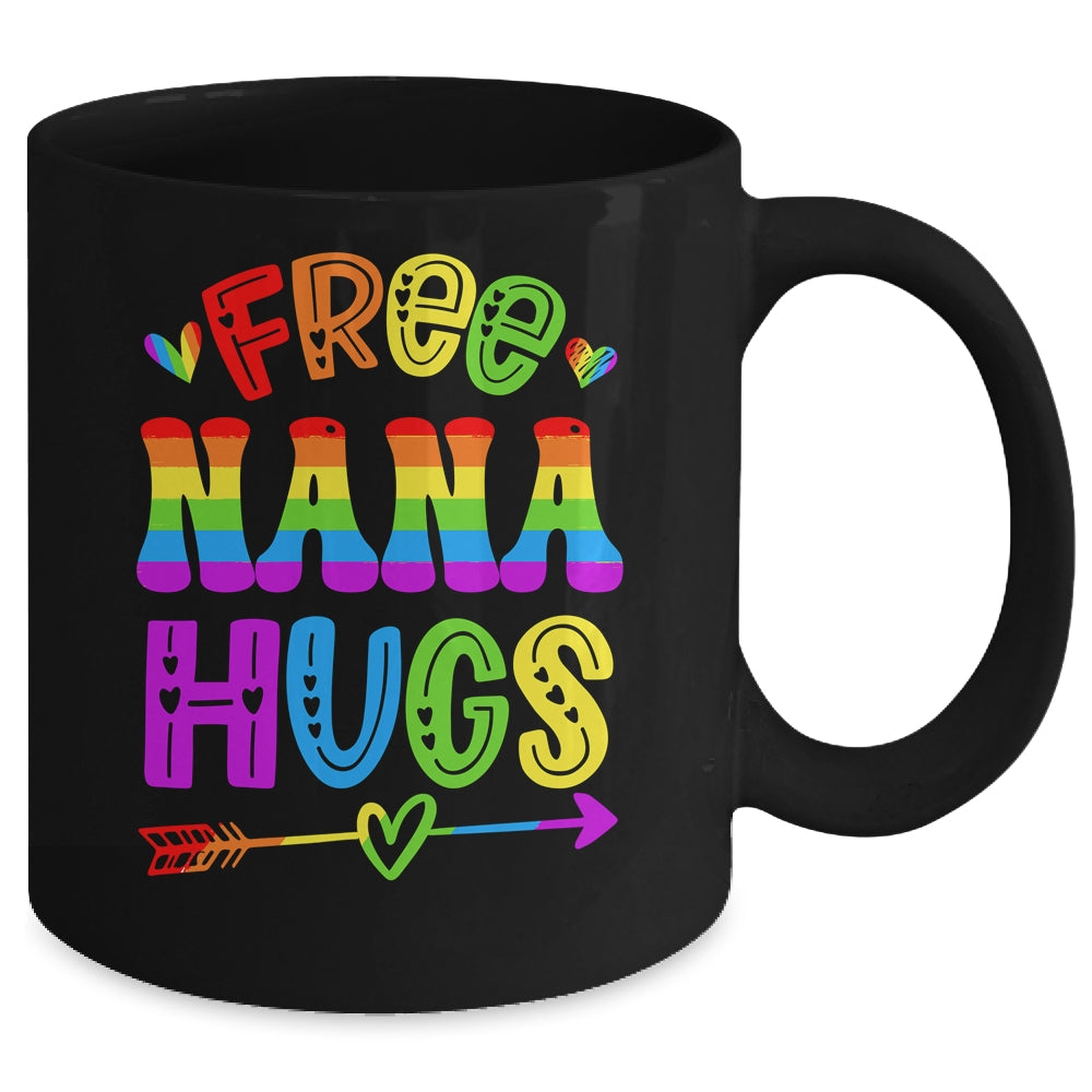 Free Nana Hugs Rainbow LGBT Lesbian Gay Pride Trans Retro Mug | siriusteestore