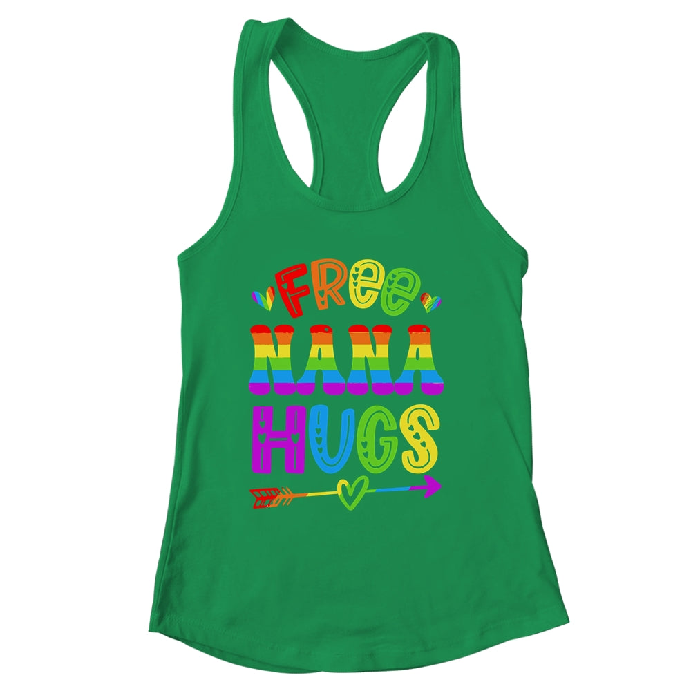 Free Nana Hugs Rainbow LGBT Lesbian Gay Pride Trans Retro Shirt & Tank Top | siriusteestore