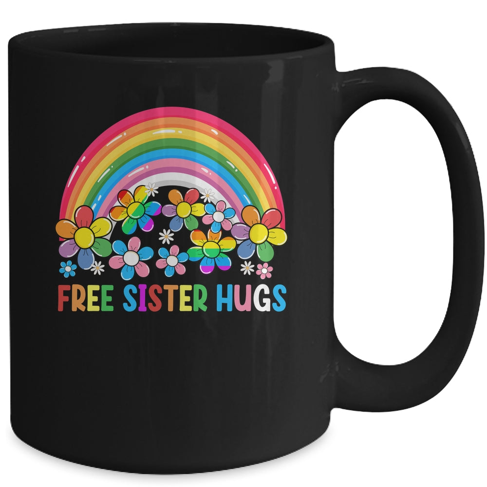 Free Sister Hugs LGBT Gay Lesbian Transgender Pride Rainbow Mug | siriusteestore