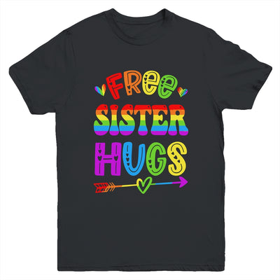 Free Sister Hugs Rainbow LGBT Lesbian Gay Pride Trans Retro Youth Shirt | siriusteestore