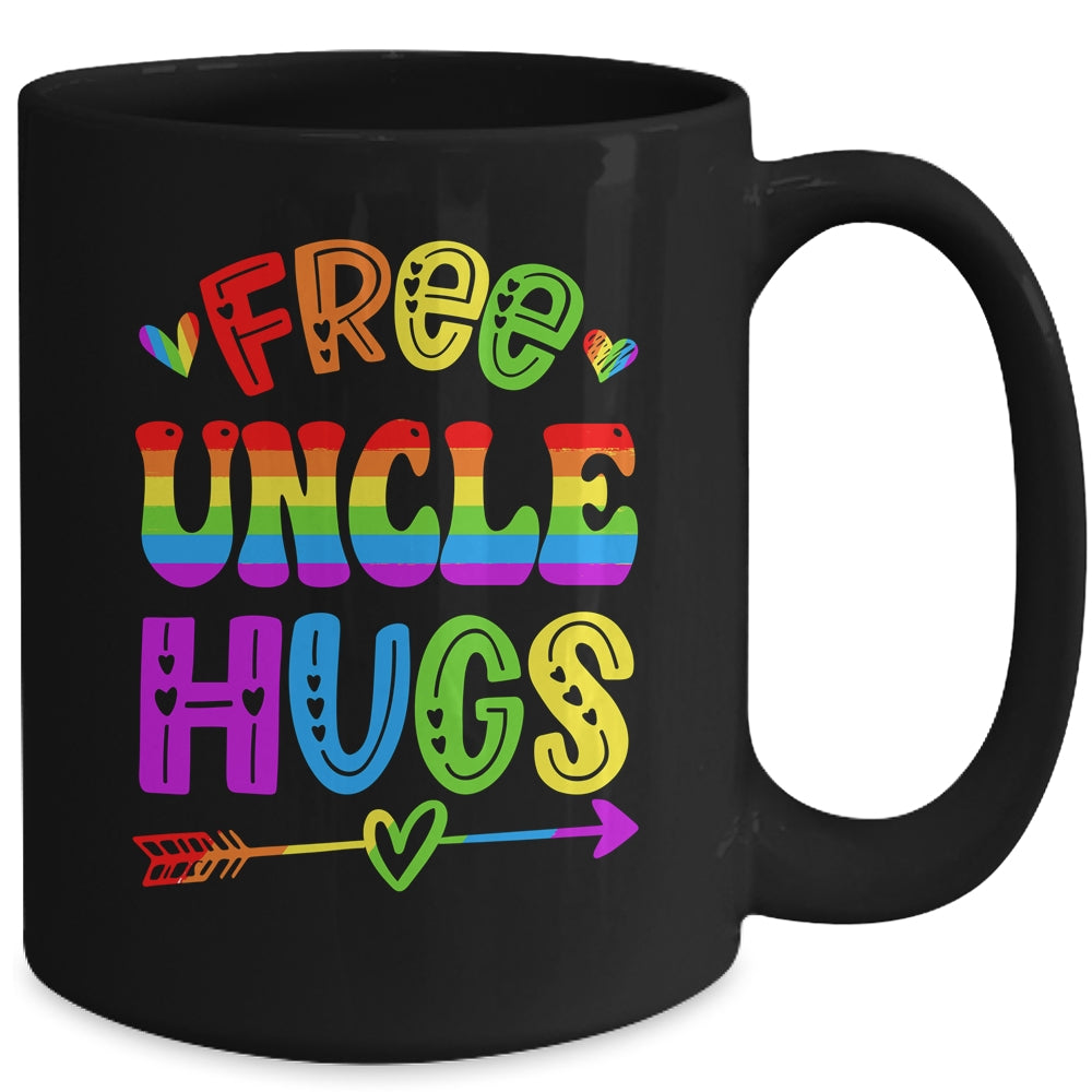 Free Uncle Hugs Rainbow LGBT Lesbian Gay Pride Trans Retro Mug | siriusteestore