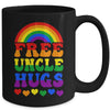 Free Uncle Hugs Rainbow LGBT Lesbian Gay Trans Pride Groovy Mug | siriusteestore