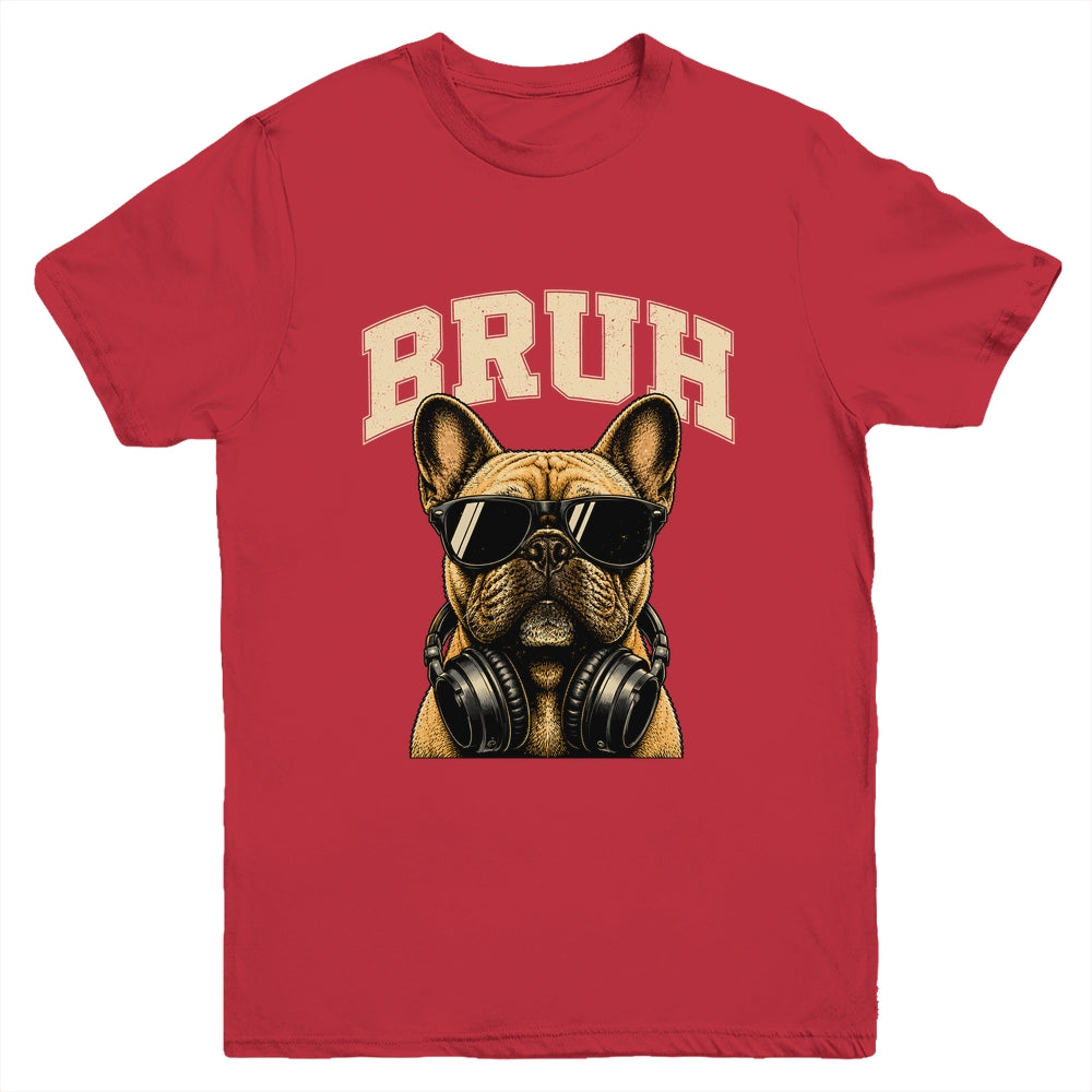 French Bulldog Bruh Youth Boys Funny Cute Dog Teen Kids Meme Youth Shirt | siriusteestore