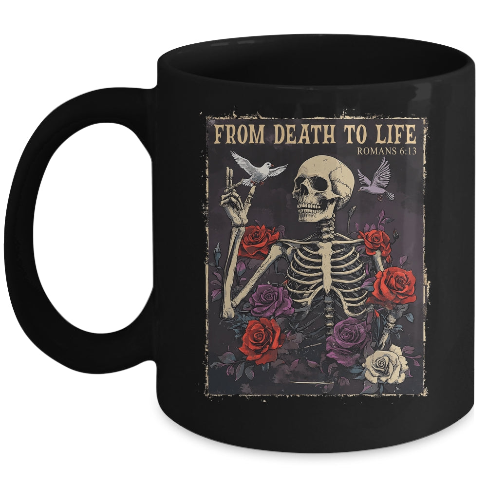 From Death To Life Christian Bible Vintage Gothic Skeleton Mug | siriusteestore