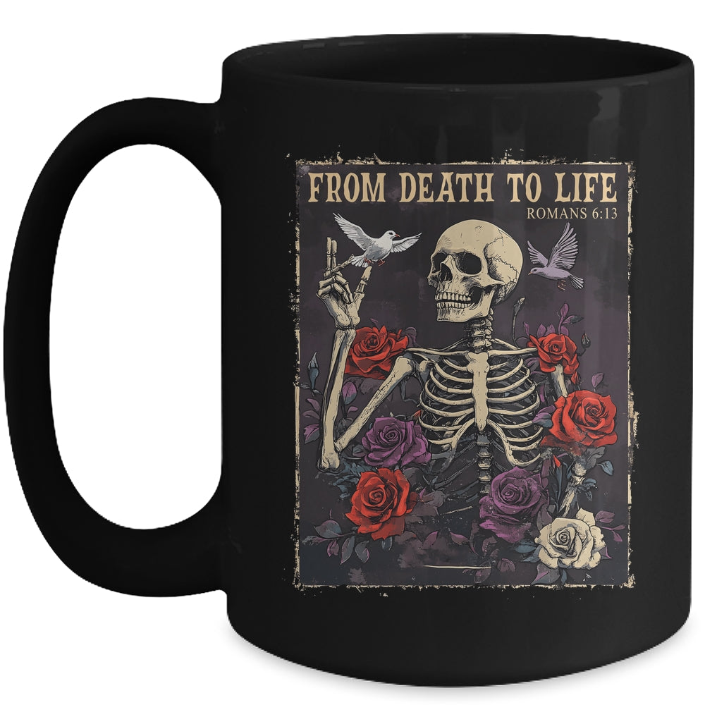 From Death To Life Christian Bible Vintage Gothic Skeleton Mug | siriusteestore
