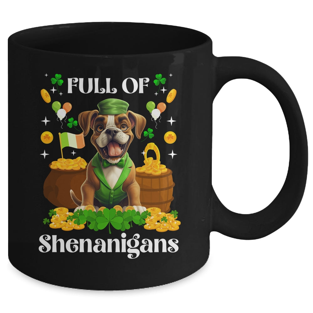 Full Of Shenanigans Boxer St Patrick's Day Dog Mug | siriusteestore