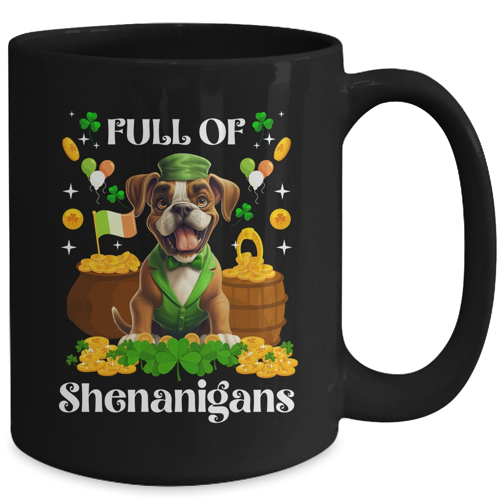 Full Of Shenanigans Boxer St Patrick's Day Dog Mug | siriusteestore
