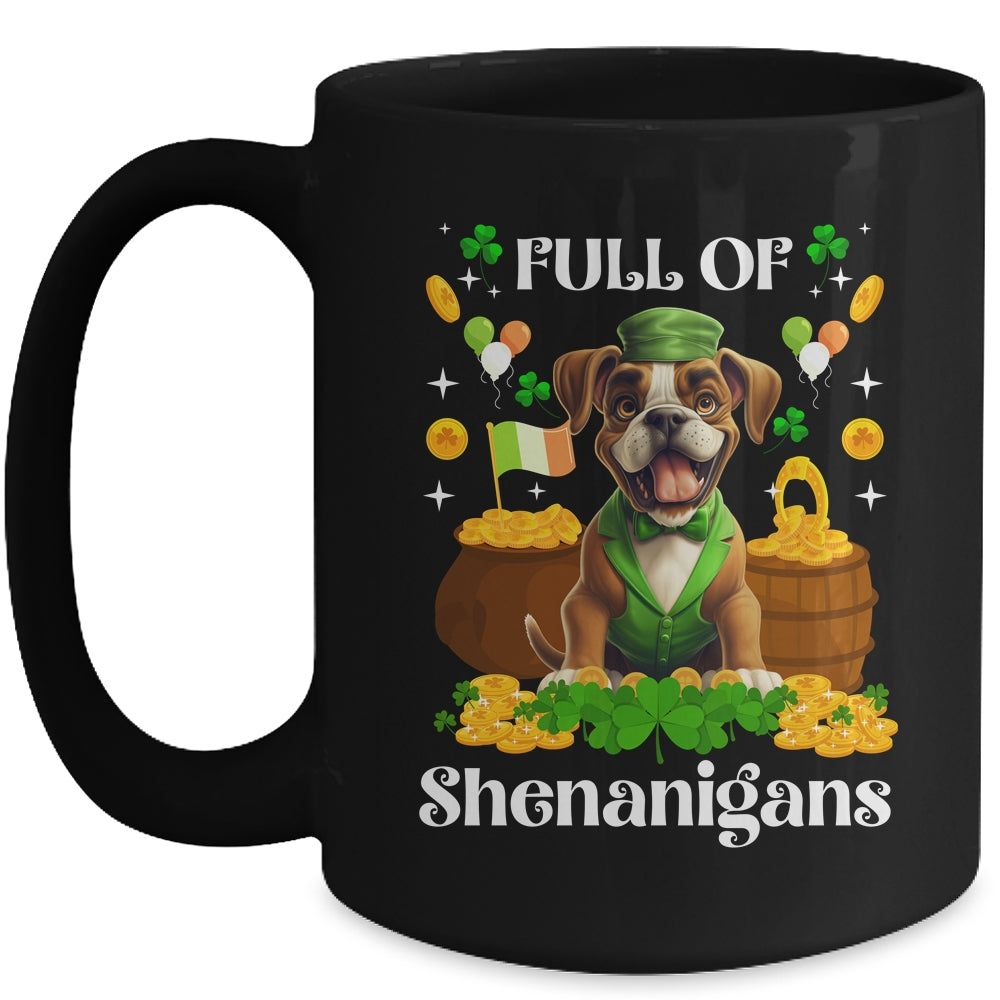 Full Of Shenanigans Boxer St Patrick's Day Dog Mug | siriusteestore