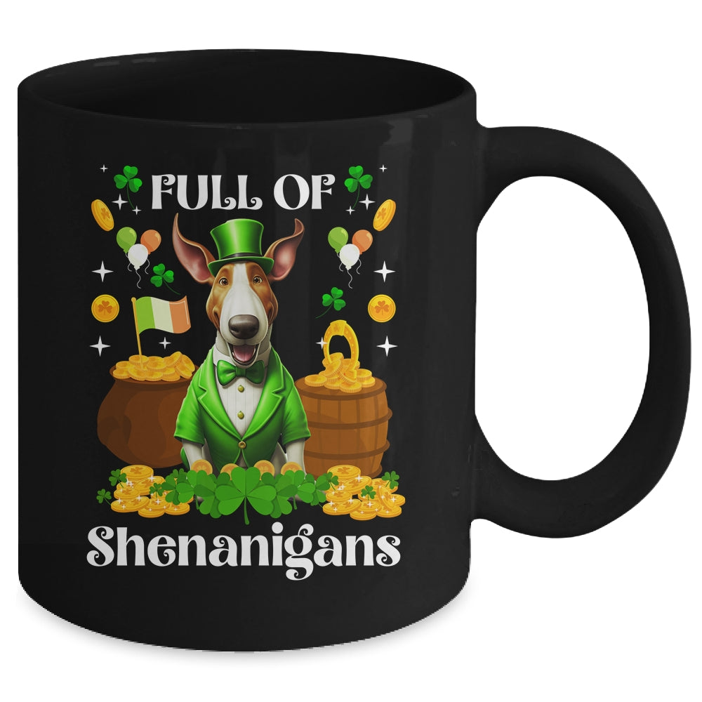Full Of Shenanigans Bull Terrier St Patrick's Day Dog Mug | siriusteestore