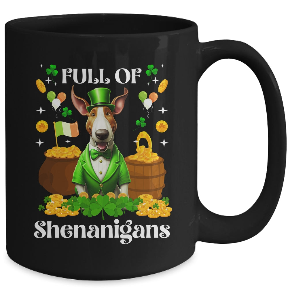 Full Of Shenanigans Bull Terrier St Patrick's Day Dog Mug | siriusteestore