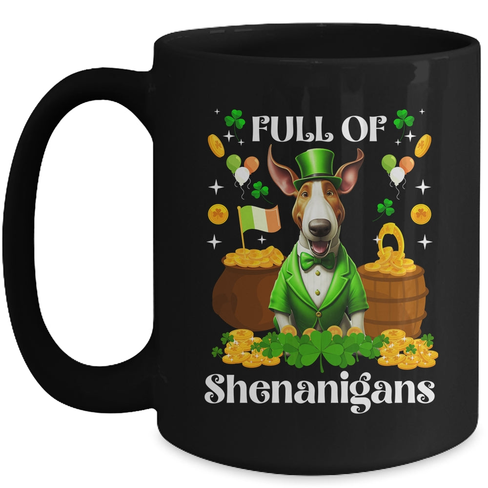 Full Of Shenanigans Bull Terrier St Patrick's Day Dog Mug | siriusteestore