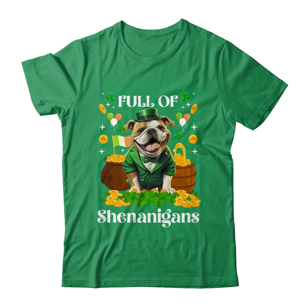 Full Of Shenanigans Bulldog St Patrick's Day Dog Shirt & Tank Top | siriusteestore