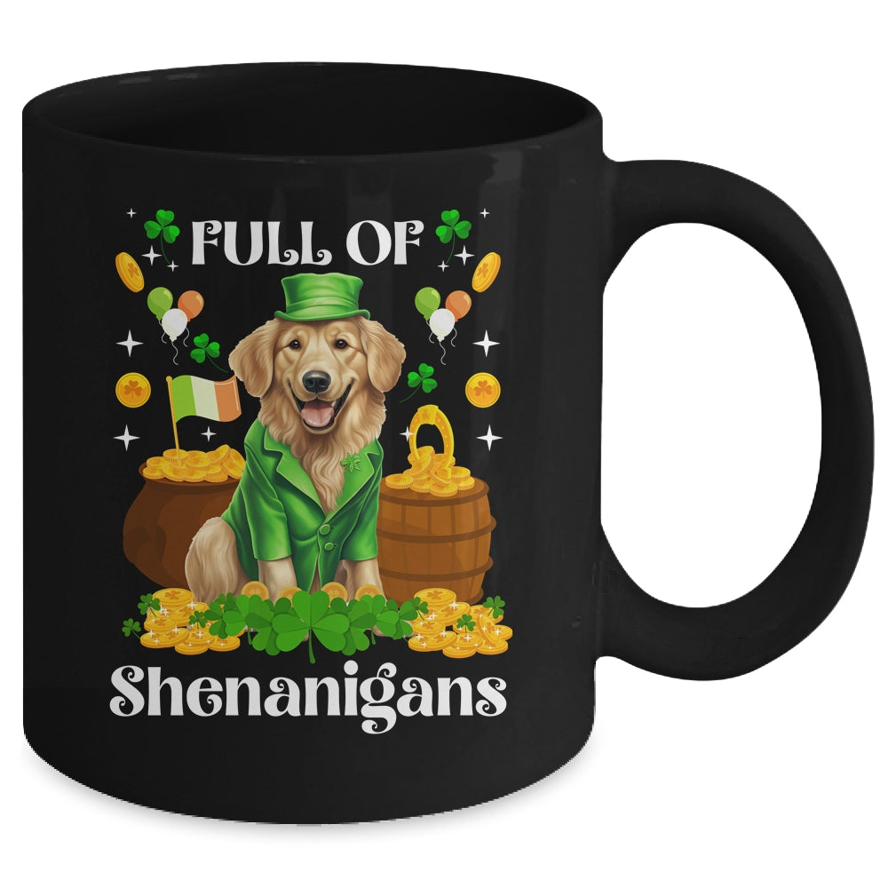 Full Of Shenanigans Golden Retriever St Patrick's Day Dog Mug | siriusteestore