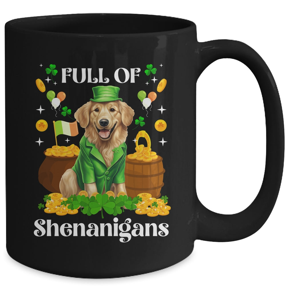 Full Of Shenanigans Golden Retriever St Patrick's Day Dog Mug | siriusteestore