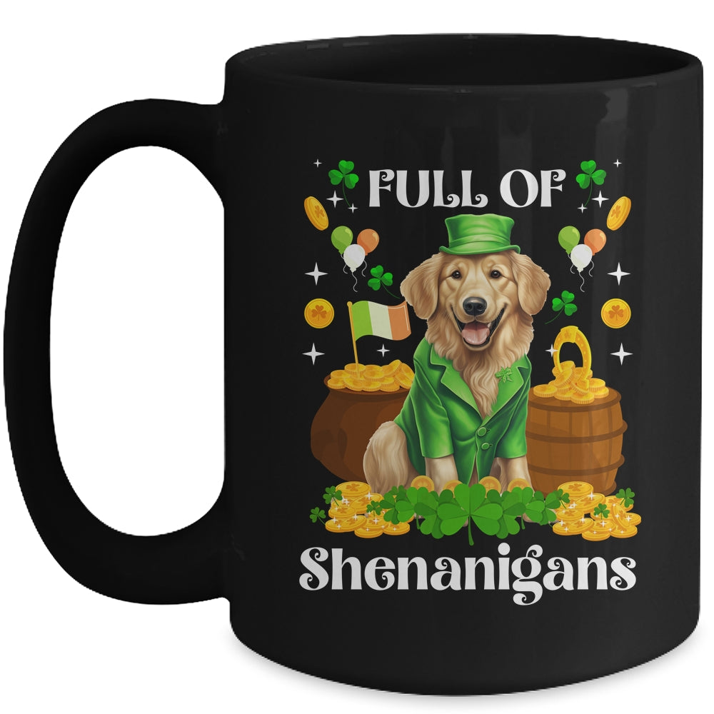 Full Of Shenanigans Golden Retriever St Patrick's Day Dog Mug | siriusteestore