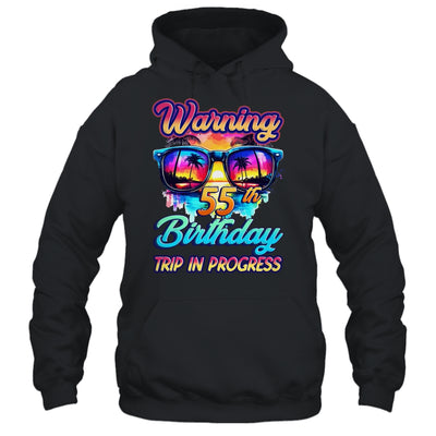 Funny 55 Years Old Warning 55th Birthday Trip In Progress Shirt & Tank Top | siriusteestore