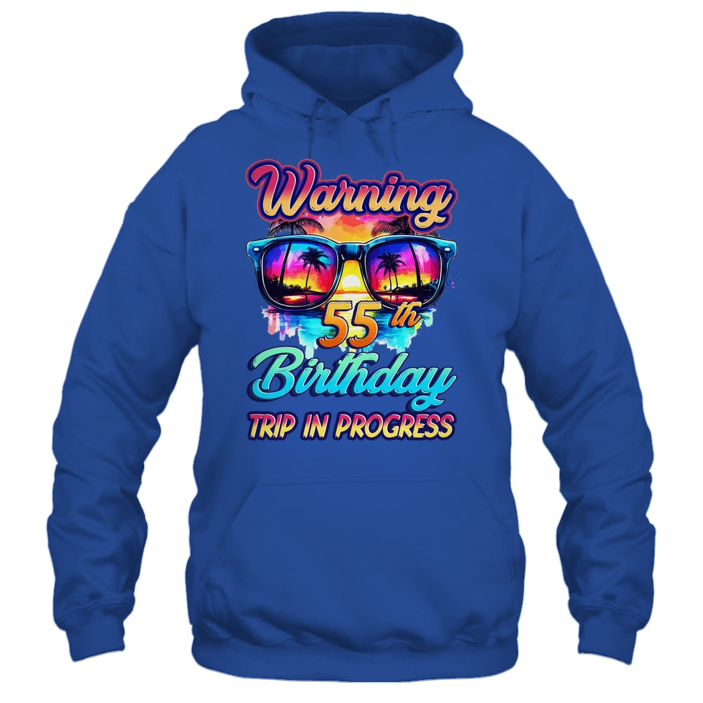 Funny 55 Years Old Warning 55th Birthday Trip In Progress Shirt & Tank Top | siriusteestore