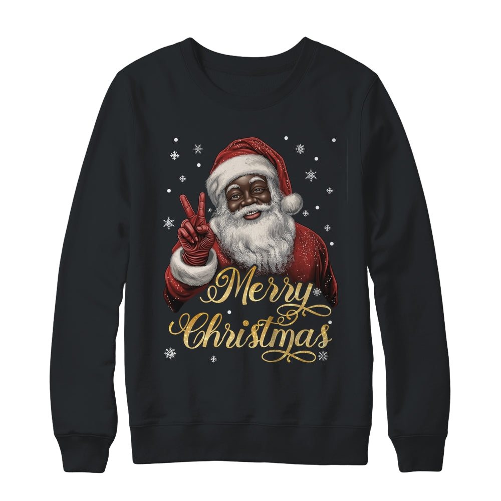 Funny African American Santa Christmas Family Matching Men Shirt & Sweatshirt | siriusteestore