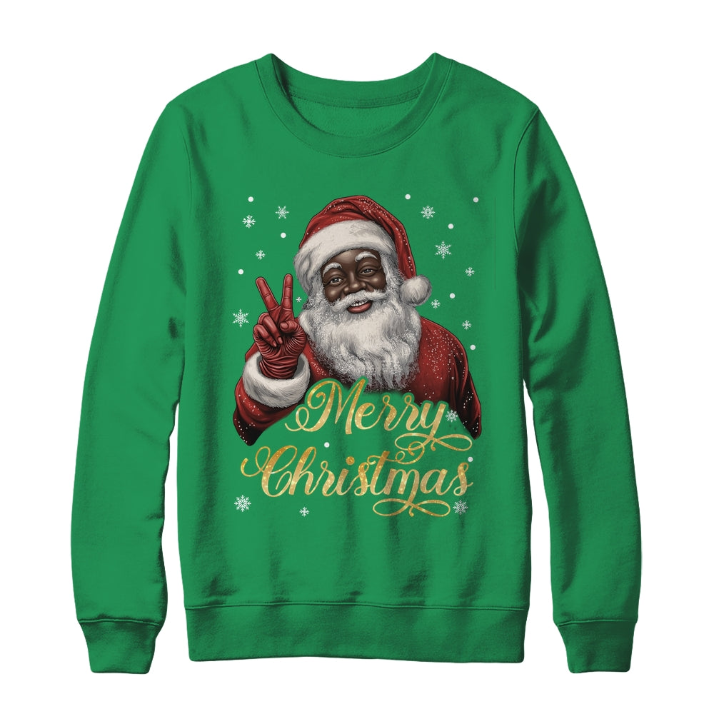 Funny African American Santa Christmas Family Matching Men Shirt & Sweatshirt | siriusteestore
