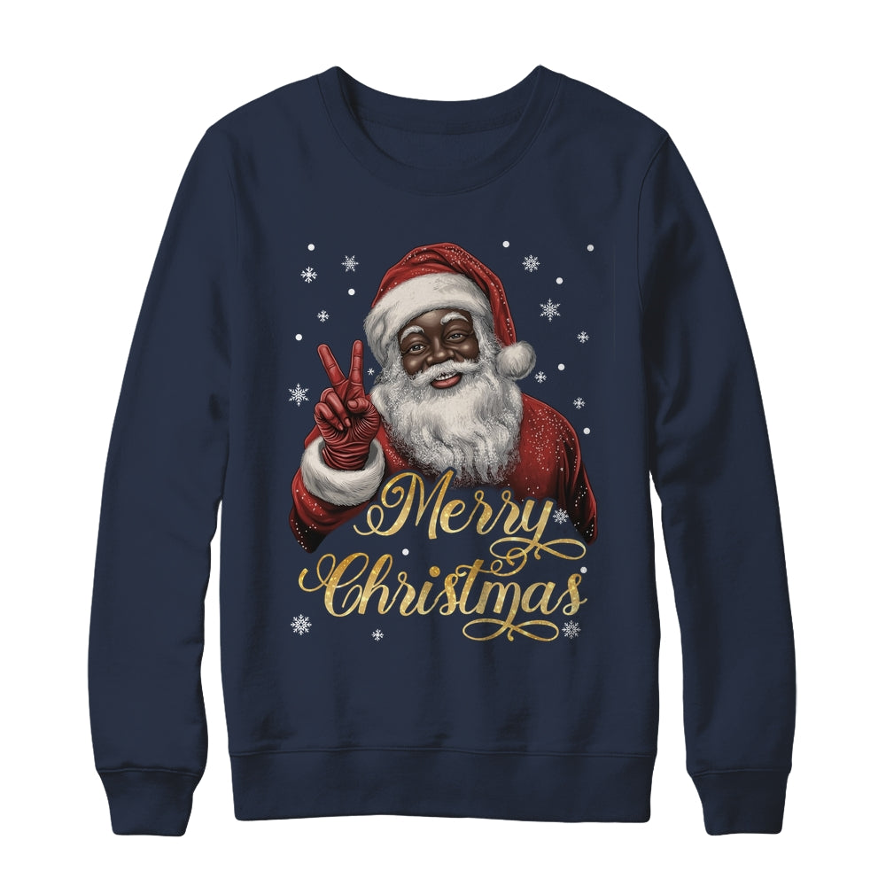 Funny African American Santa Christmas Family Matching Men Shirt & Sweatshirt | siriusteestore