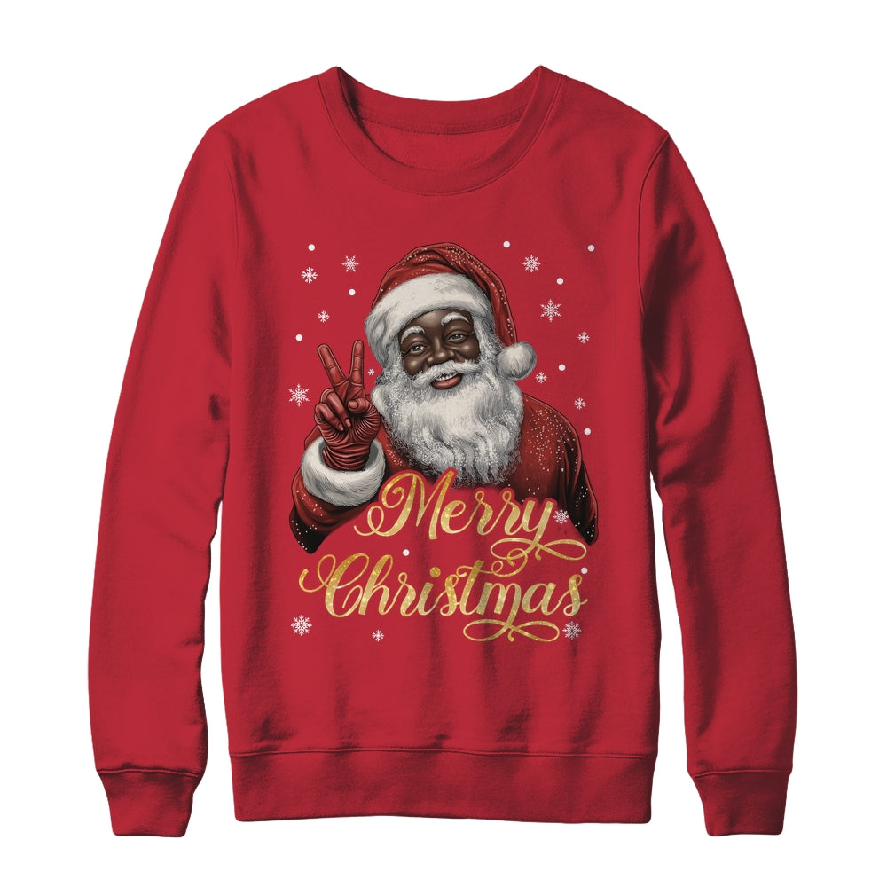 Funny African American Santa Christmas Family Matching Men Shirt & Sweatshirt | siriusteestore