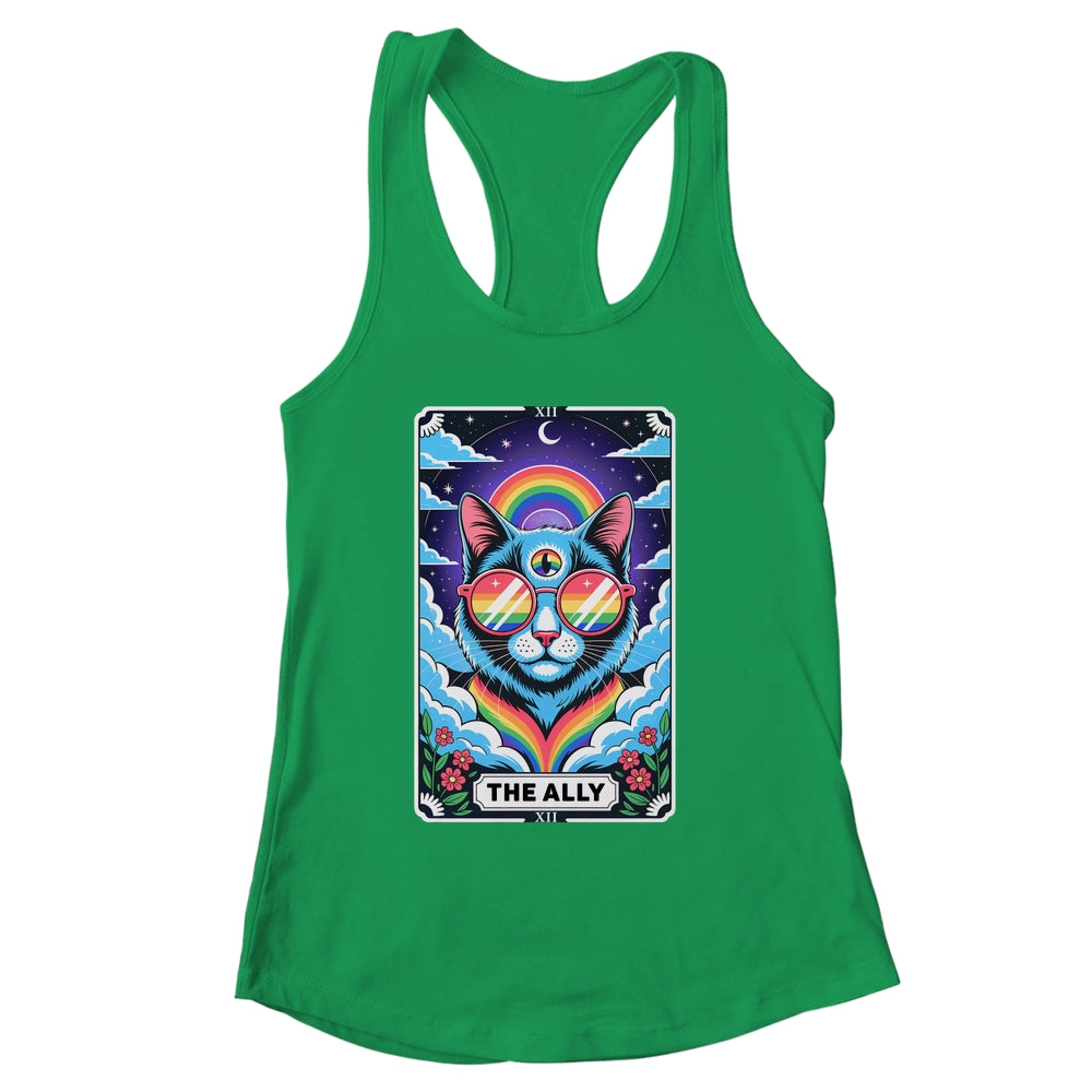 Funny Ally Cat Tarot Card Pride Sunglasses Gay Pride LGBTQ Shirt & Tank Top | siriusteestore