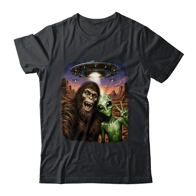 Funny Bigfoot Alien Sasquatch Selfie Rock On Peace Sign Ufo Shirt & Hoodie | siriusteestore