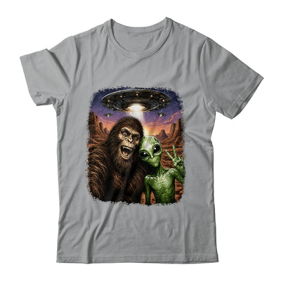 Funny Bigfoot Alien Sasquatch Selfie Rock On Peace Sign Ufo Shirt & Hoodie | siriusteestore