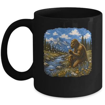 Funny Bigfoot Blowing Dandelion Sasquatch Wishes Vintage Art Mug | siriusteestore