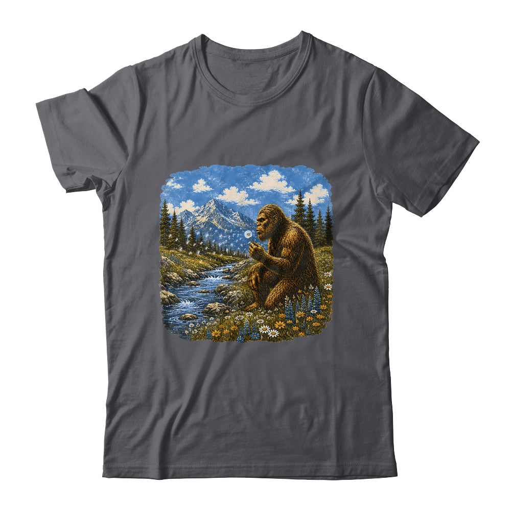 Funny Bigfoot Blowing Dandelion Sasquatch Wishes Vintage Art Shirt & Hoodie | siriusteestore