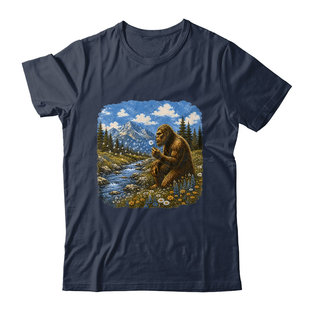 Funny Bigfoot Blowing Dandelion Sasquatch Wishes Vintage Art Shirt & Hoodie | siriusteestore
