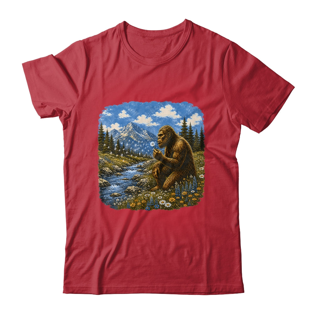 Funny Bigfoot Blowing Dandelion Sasquatch Wishes Vintage Art Shirt & Hoodie | siriusteestore