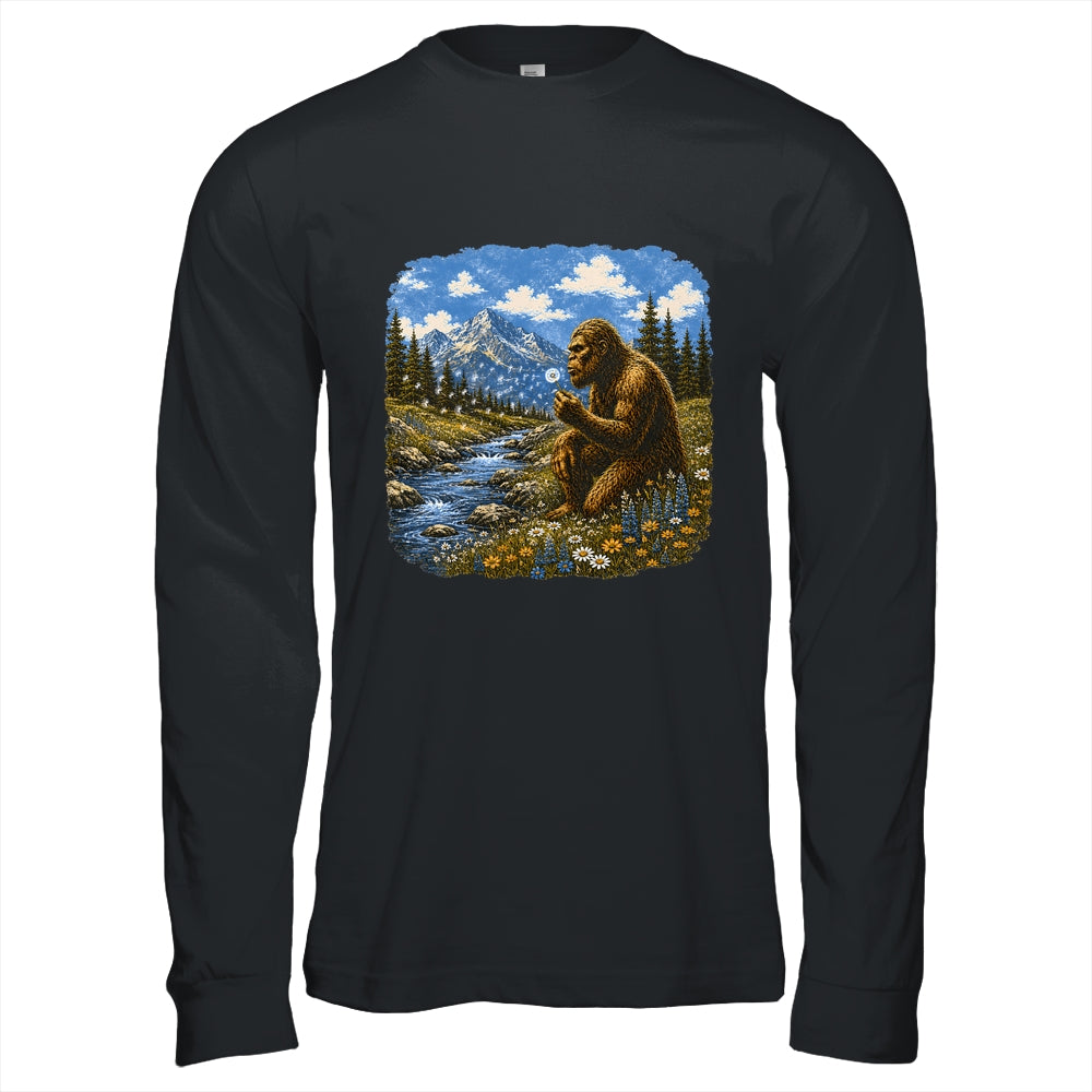 Funny Bigfoot Blowing Dandelion Sasquatch Wishes Vintage Art Shirt & Hoodie | siriusteestore