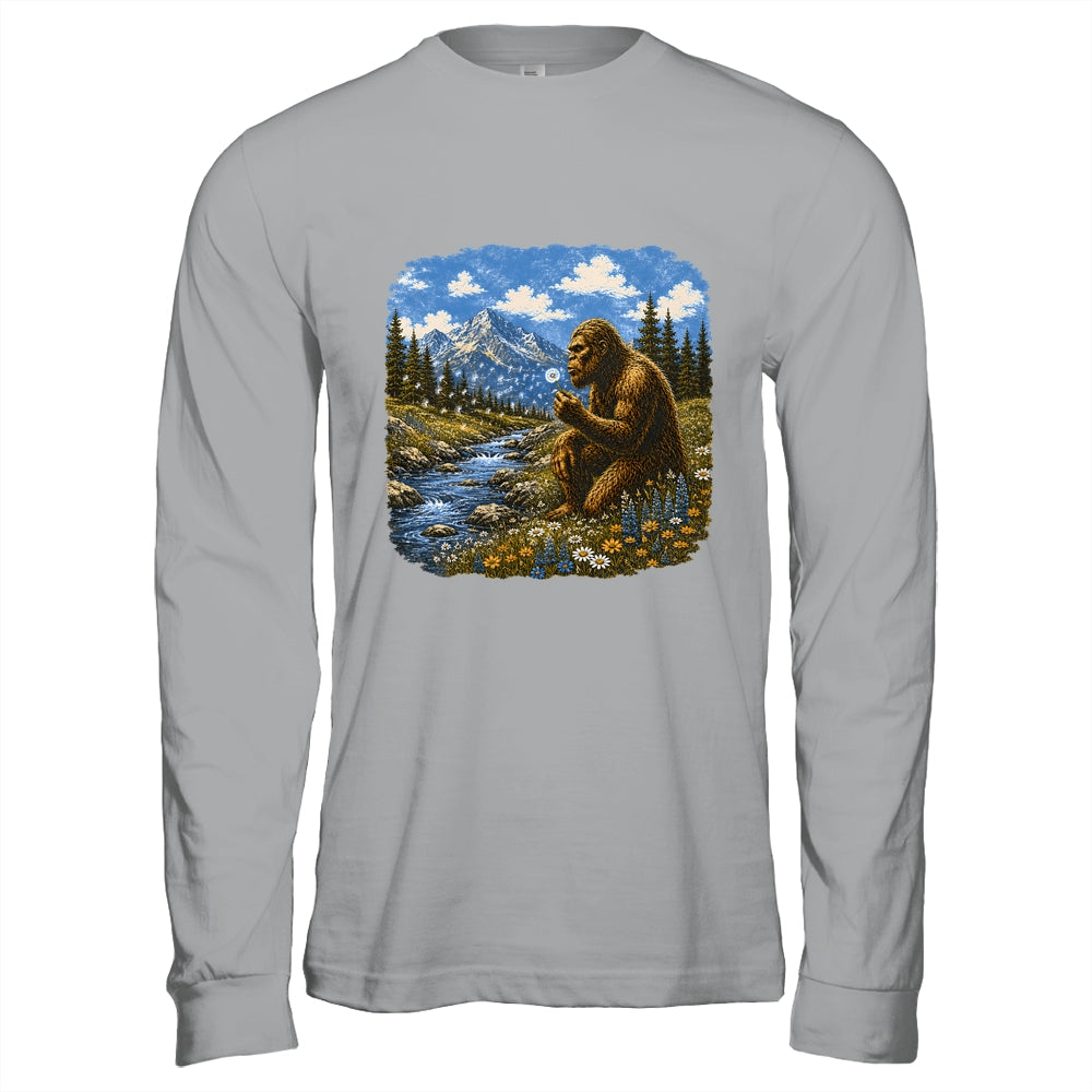 Funny Bigfoot Blowing Dandelion Sasquatch Wishes Vintage Art Shirt & Hoodie | siriusteestore