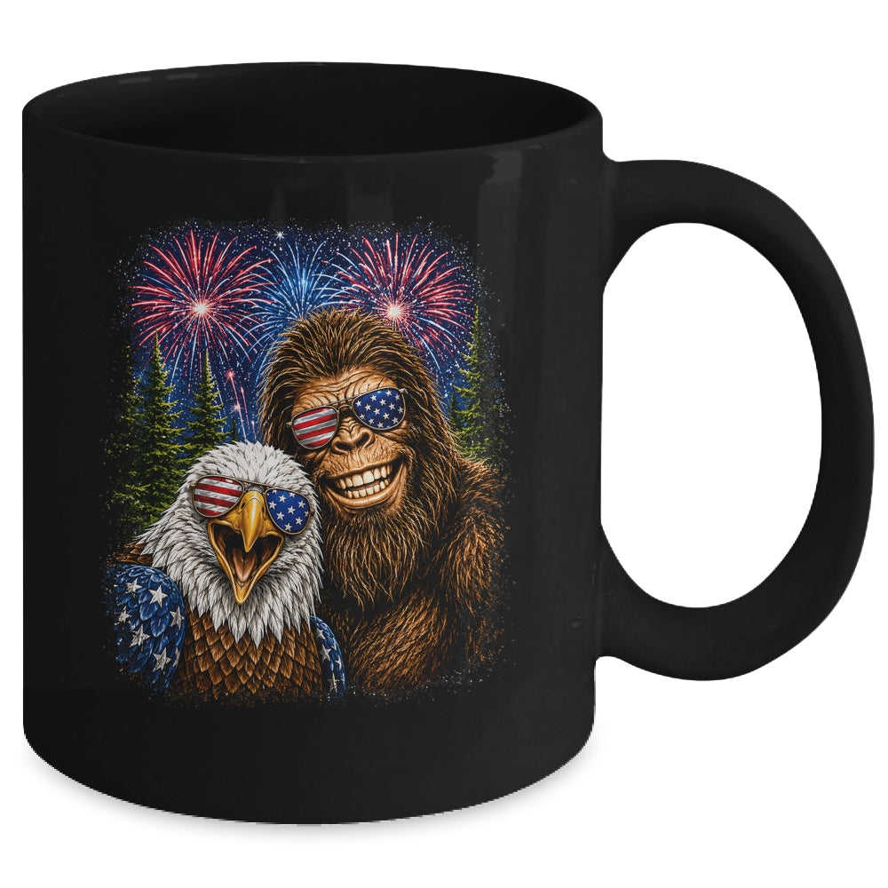 Funny Bigfoot Eagle Selfie Rock On 4Th Of July Men Women Mug | siriusteestore