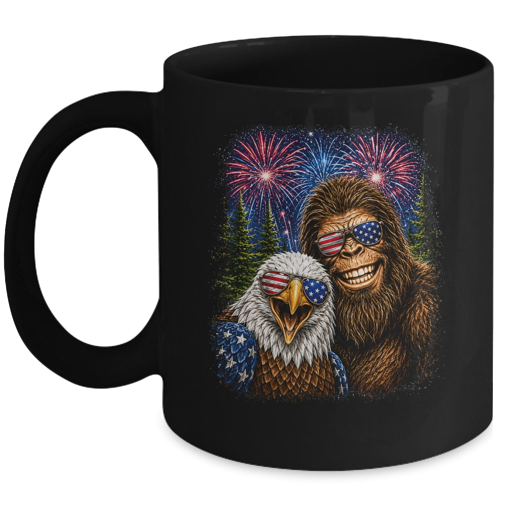 Funny Bigfoot Eagle Selfie Rock On 4Th Of July Men Women Mug | siriusteestore