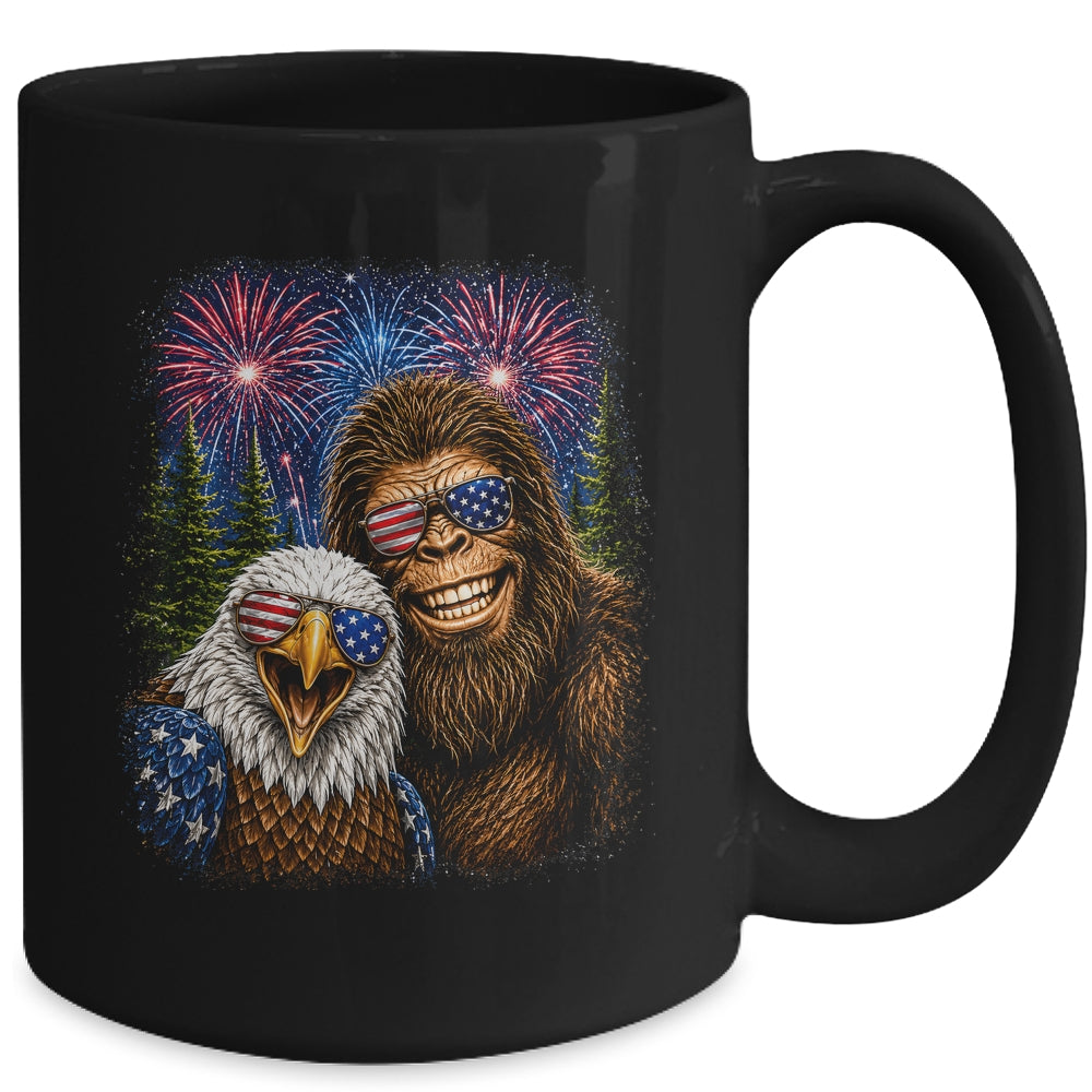 Funny Bigfoot Eagle Selfie Rock On 4Th Of July Men Women Mug | siriusteestore