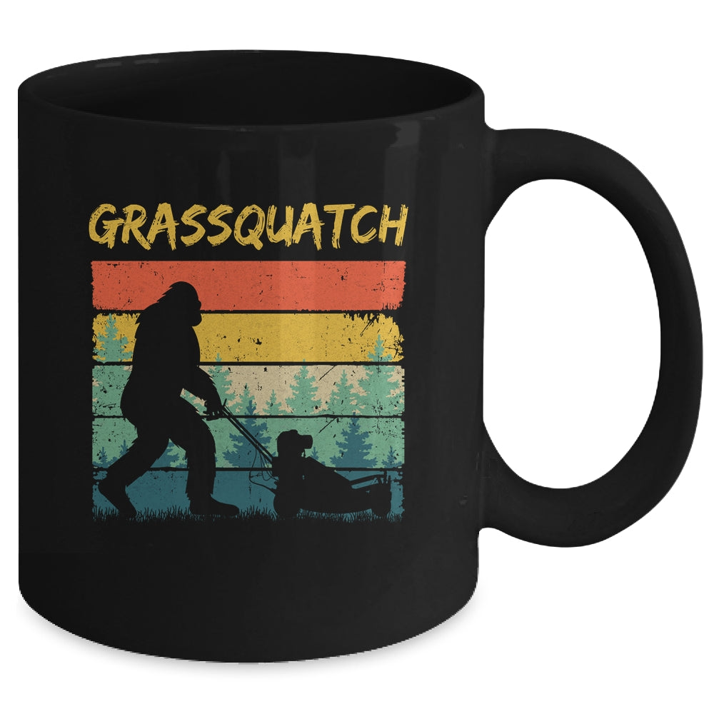 Funny Bigfoot Lawn Mowing Grassquatch Caretaker Landscaping Mug | siriusteestore