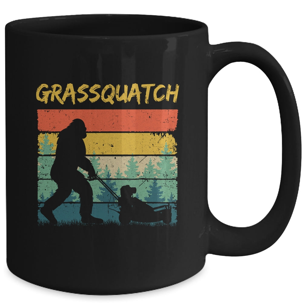 Funny Bigfoot Lawn Mowing Grassquatch Caretaker Landscaping Mug | siriusteestore